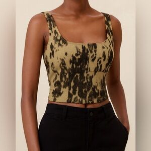 Banana Republic Linen-Blend Cropped Bustier in a leopard print